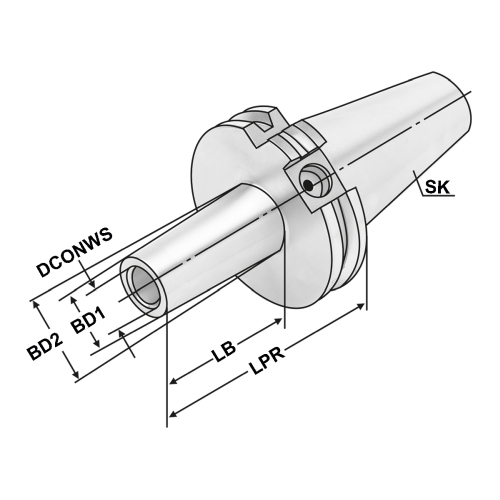 Fräsaufnahme für Einschraubfräser SK40-M8-119-L100 DIN 69871 AD/B