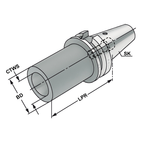 Zwischenhülse BT 40-3-70 für MK mit Anzugsgewinde DIN 6364