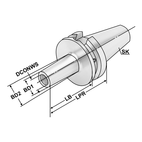 Fräsaufnahme für Einschraubfräser BT50-M8-188-L150 JIS B 6339 (MAS-BT) AD/B