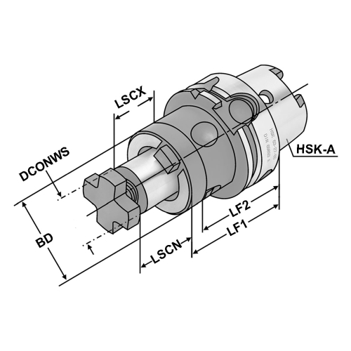 Kombi-Aufsteckdorne HSK 32-22-55 DIN 69893 Form A