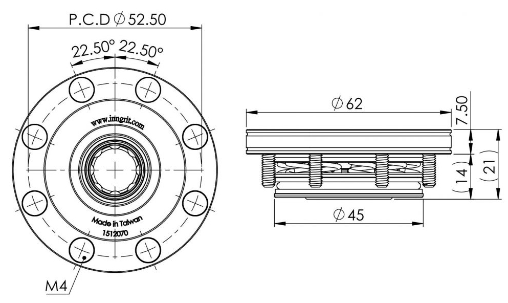 INNGRIT Spanntopf 62 mm, pneumatisch, ohne Indexierbohrung für präzise Spanntechnik und industrielle Anwendungen