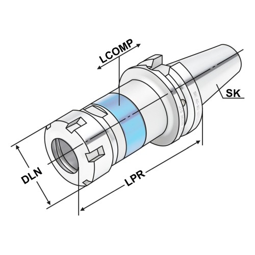 Gewindeschneidfutter für Synchronisation BT50 - M3-M20 (ER25) - 110 JIS B 6339 (MAS-BT)