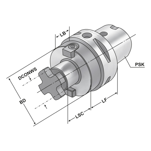 Quernut-Aufsteckfräserdorn PSK 40-16-35 ISO 26623