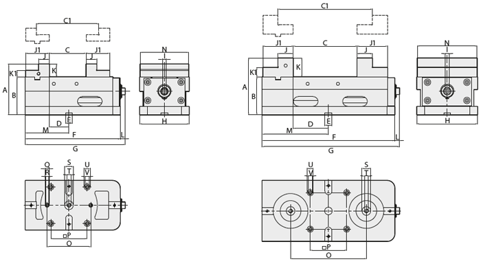 technische Zeichnung 5-Achs-Kompakt Schraubstock