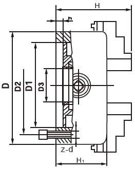 technische Zeichnung Sechsbackenfutter Drehfutter Fuerda K13