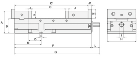 technische Zeichnung mechanischer Schraubstock HVV