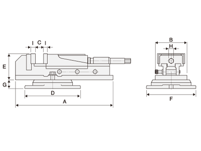 technische Zeichnung mechanisch hydraulischer Schraubstock H
