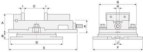 technische Zeichnung mechanischer Schraubstock HAV