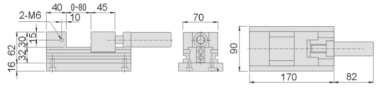 technische Zeichnung VA Schraubstock Erowa EDSU80